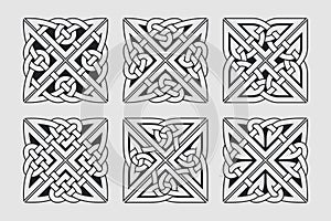 Vector celtic horizontal knot. Ethnic ornaments set.