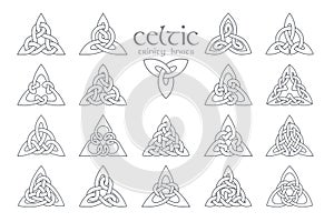 Vector celtic trinity knot. 18 items. Ethnic ornament. Geometric