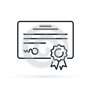 Vector certificate icon. Achievement or award grant, diploma concepts. Premium quality graphic design elements. photo