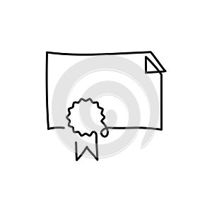 vector certificate one line. online education. quality symbol vector illustration on white background