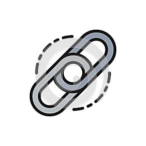 Vector chain, link, hyperlink flat color line icon.