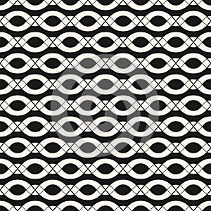 Vector geometric seamless pattern with smooth wavy shapes, chains.