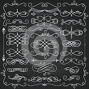 Vector Chalk Drawing Vintage Hand Drawn Swirls Collection