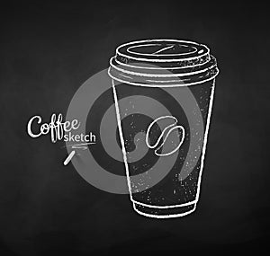 Vector chalk drawn coffee paper cup