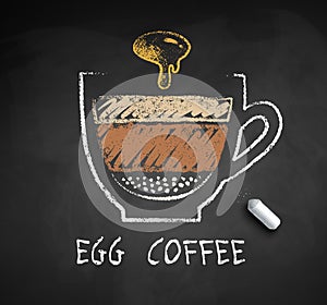 Vector chalk drawn sketch of Coffee with egg yolks