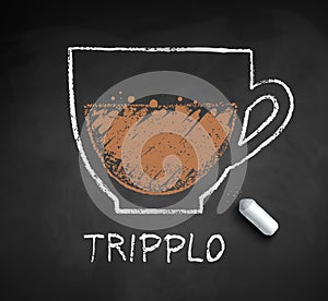 Vector chalk drawn sketch of Tripplo coffee photo