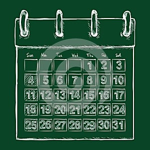 Vector Chalk Sketch Loose-leaf Calendar