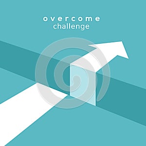 Vector challenge concept. Obstacle arrow chasm for business cucess concept