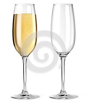Vector champagne glasses on white background