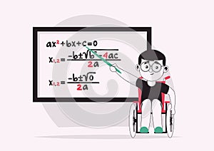 Vektor znak ilustrácie z invalidný chlapec zahŕňajúce vzdelanie 