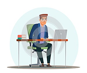 Vector character illustration man working office