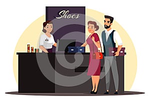 Vector character illustration of shoe store scene