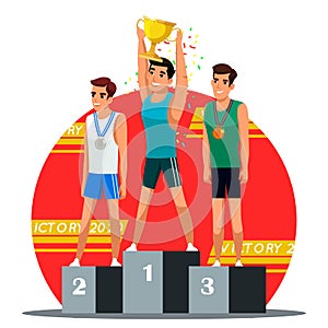 Vector character illustration of winners reward ceremony scene