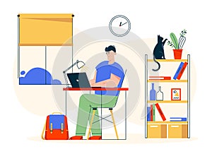 Vector character illustration of work at home