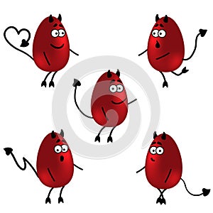 Vector character set: red devil in different poses