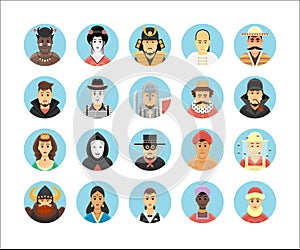 Vector characters and persons icons collection.