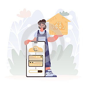 A Vector Chart of a Energized lady Holding a Family Picture with the Carving IoT, Celebrating Sharp Private Organize and