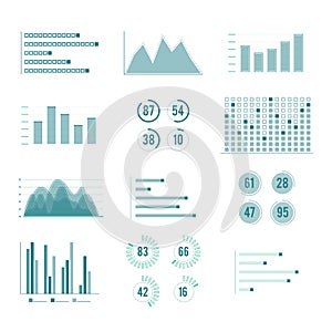 Vector charts and graphs. Line illustration set isolate on white background