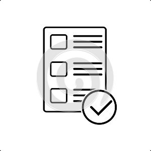 Vector of check list icon in flat style. To-do list, survey, exam concepts, etc