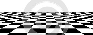 Vector checkerboard perspective grid. Technology wireframe landscape. Chess board background