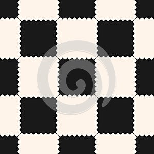 Vector checkered geometric seamless pattern with jagged squares.