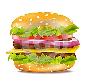 Vector cheeseburger on a white background