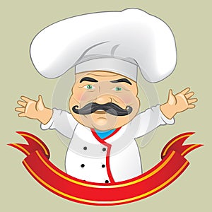 Vector Chef Cook Serving Food Realistic Cartoon Character Design Isolated Vector Illustrator