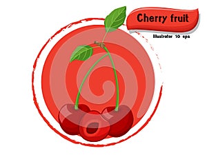 Vector Cherry fruit isolated on color background,illustrator 10 eps