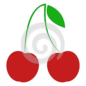 Vector of a cherry. Icon juicy cherry. Logo for juice from cherry