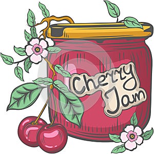 Vector of Cherry Jam Jar