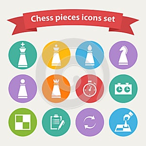 Vector Chess pieces white icons set