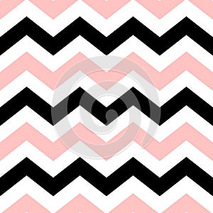 Vector chevron seamless pattern with black and pink strips