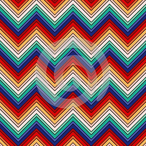 Vector chevron seamless pattern. Simple Rainbow zigzag stripes texture