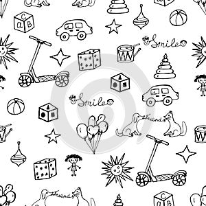 Vector child hand drawn pattern.