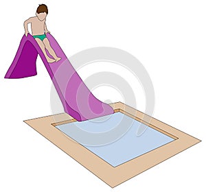 Vector child on water slide