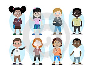 Vector children characters of different races