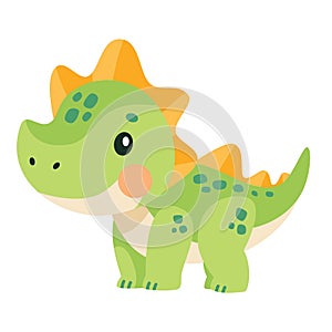 Vector children's illustration. Cute Triceratops. A kind green dinosaur. Print for children's products.