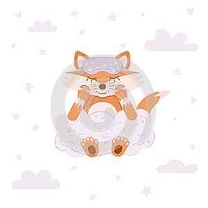 Vector children\'s illustration for posters of sleep fox