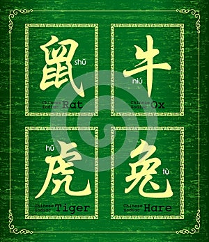Vector Chinese character symbol about Chinese zodiac