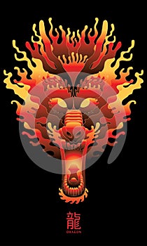 Vector of a Chinese style dragon`s head.