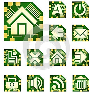 Vector chip-style icons.