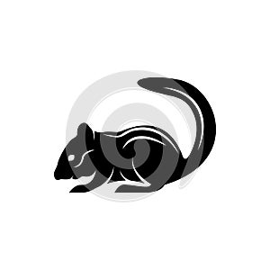 Vector chipmunk silhouette view side for retro logos, emblems, badges, labels template vintage design element. Isolated on white photo