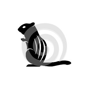 Vector chipmunk silhouette view side for retro logos, emblems, badges, labels template vintage design element. Isolated on white photo