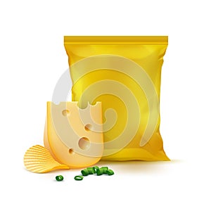 Vector Chips, Cheese Onion and Yellow Plastic Bag