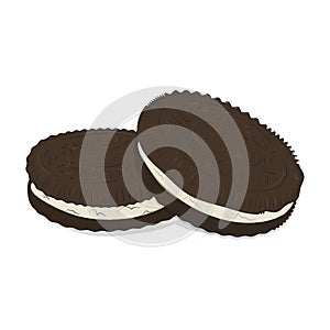 Vector chocolate sandwich cookies pattern. Cute food texture. Delicious cake breakfast print. Chip double chocolate