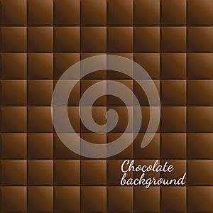 Vector chocolate squares background. Realistic food seamless pattern wallpaper. Dark chocolate repeating tile
