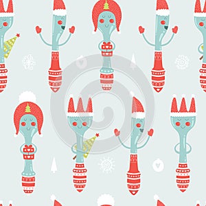 Vector christmas background with spoon, plug,