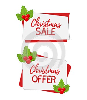 Vector Christmas banners for sale with holly