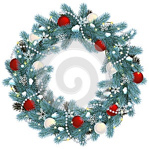 Vector Christmas Blue Fir Wreath