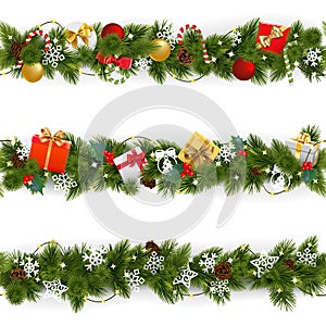 Vector Christmas Border Set with Garland